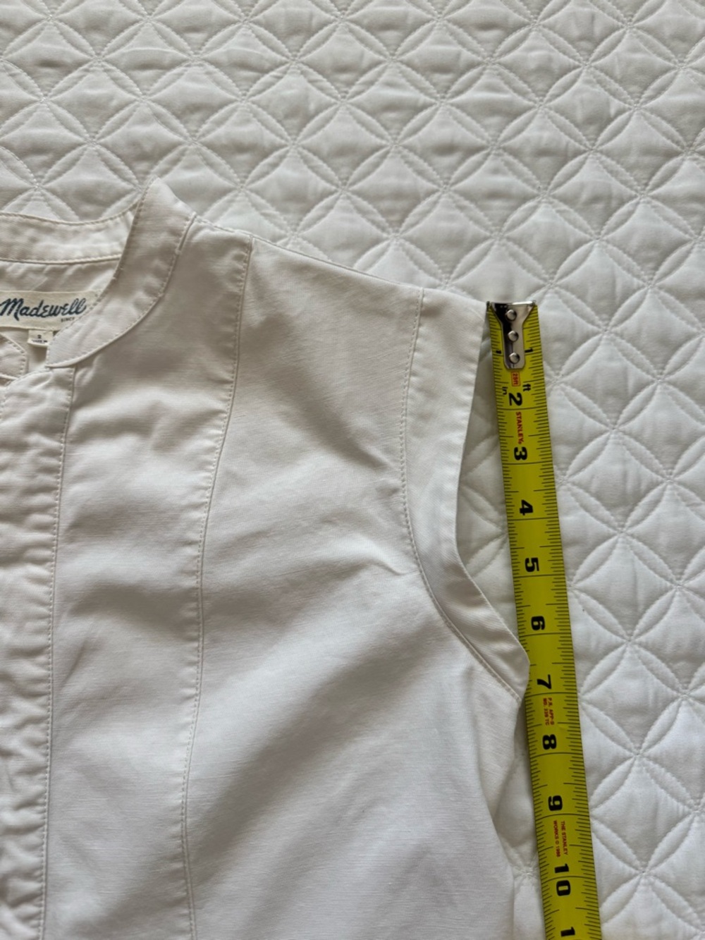 Madewell White Hidden Button Placket Sleeveless Pleated Peplum Top Size 2 - Picture 8 of 16